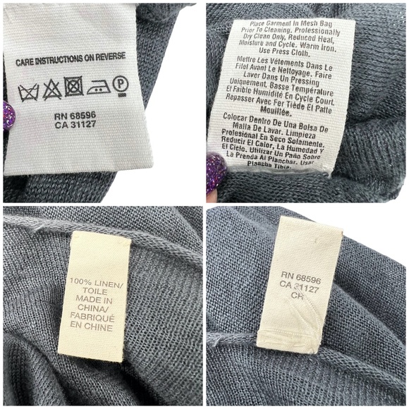 PURE DKNY STEEL BLUE LINEN SHORT SLEEVE MULTIWAY DRAPE FRONT OPEN CARDIGAN - Picture 14 of 16